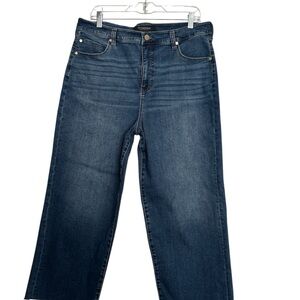 Liverpool Cropped w/ Raw Edge Dark Blue Flare Jeans